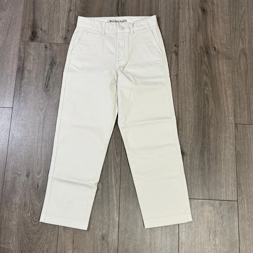 J.Crew Crewcuts Kids Classic Fit Stretch Chino Pants Boys 7 Gray Elastic Waist